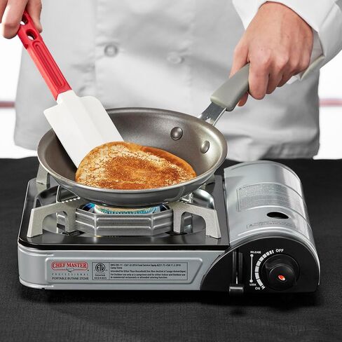 Chef Master 90011 Portable Butane Stove | 10,000 BTU Outlet | Camp Kitchen Equipment | Emergency Stove | Hurricane Stove | Single Burner Camp Stove | Camping Cooking Stove + 4 Fuel Canisters in Saudi Arabia
