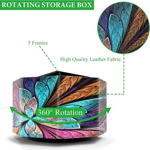 Hennaja Remote Control Holder,360° Rotating PU Leather TV Remote Caddy,Supply Organizer Desk Storage Box Room Accessories for Controller,Media,Mail,Calculator,Phone,Pencil(1-Fractal Flower,1 Pack) in Saudi Arabia