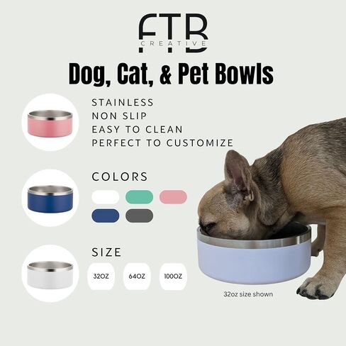 Stainless Steel, Dog/Cat/Pet Bowl for Food and Water, Blank Customizable, Non-Slip Bottom, Heavy Duty, Easy to Clean (32 oz, Teal) in Saudi Arabia