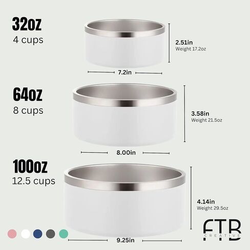 Stainless Steel, Dog/Cat/Pet Bowl for Food and Water, Blank Customizable, Non-Slip Bottom, Heavy Duty, Easy to Clean (32 oz, Teal) in Saudi Arabia