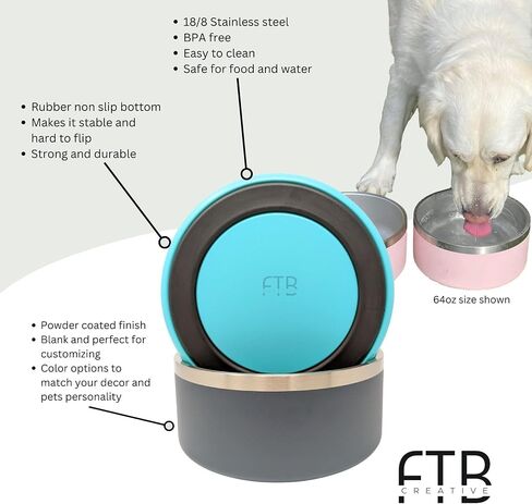 Stainless Steel, Dog/Cat/Pet Bowl for Food and Water, Blank Customizable, Non-Slip Bottom, Heavy Duty, Easy to Clean (32 oz, Teal) in Saudi Arabia