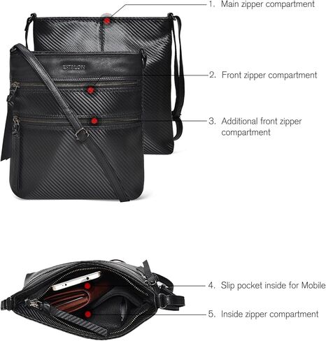 محفظة كروس جلدية للنساء من ESTALON - محفظة صغيرة طويلة على الكتف وحقائب يد نسائية in Kuwait