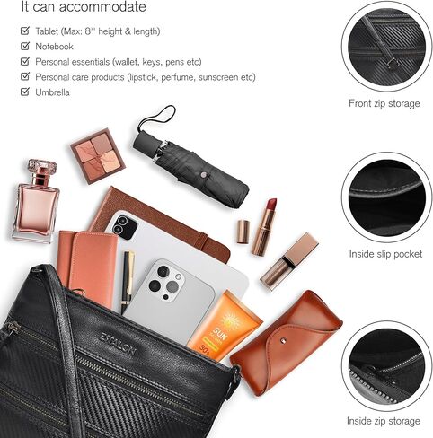 محفظة كروس جلدية للنساء من ESTALON - محفظة صغيرة طويلة على الكتف وحقائب يد نسائية in Kuwait