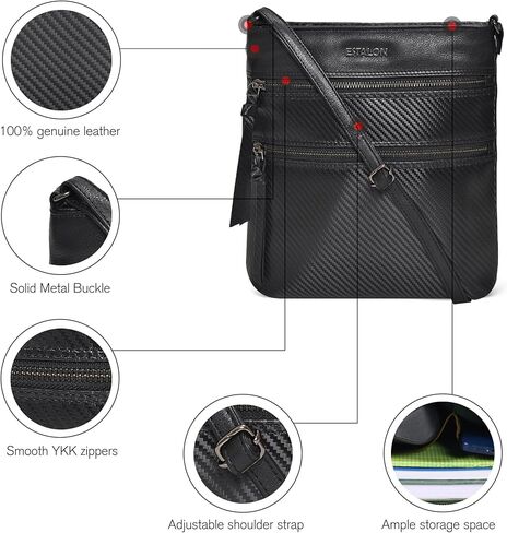 محفظة كروس جلدية للنساء من ESTALON - محفظة صغيرة طويلة على الكتف وحقائب يد نسائية in Kuwait