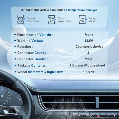 محرك منفاخ تكييف الهواء HVAC مع قفص مروحة متوافق مع سيارات إنفينيتي ونيسان - ألتيما، ماكسيما، مورانو، باثفايندر، كويست، 350Z، 370Z، FX35، FX45، M35، Q45، Q60 - الجانب الأمامي in Saudi Arabia