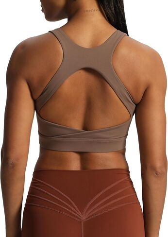 Aoxjox Women's Workout Sports Bras High Impact Fitness Backless Padded Training Gym Khloe Bra Yoga Crop Tank Top in Saudi Arabia