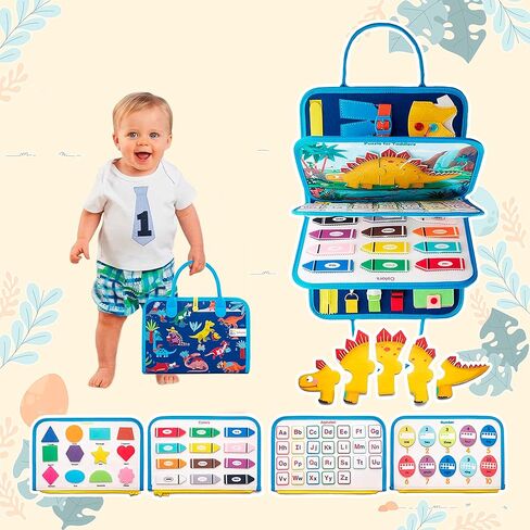 Busy Board for Toddler - Montessori Educational Toys Quiet Book - 7 in 1 Sensory Preschool Learning Activities Board - Travel Toy 2 3 4 Years Old Boys Girls Birthday Gift (Blue) in Saudi Arabia