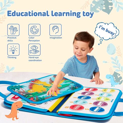 Busy Board for Toddler - Montessori Educational Toys Quiet Book - 7 in 1 Sensory Preschool Learning Activities Board - Travel Toy 2 3 4 Years Old Boys Girls Birthday Gift (Blue) in Saudi Arabia