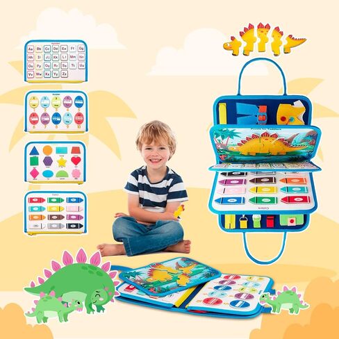 Busy Board for Toddler - Montessori Educational Toys Quiet Book - 7 in 1 Sensory Preschool Learning Activities Board - Travel Toy 2 3 4 Years Old Boys Girls Birthday Gift (Blue) in Saudi Arabia