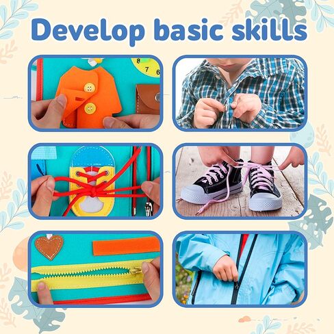 Busy Board for Toddler - Montessori Educational Toys Quiet Book - 7 in 1 Sensory Preschool Learning Activities Board - Travel Toy 2 3 4 Years Old Boys Girls Birthday Gift (Blue) in Saudi Arabia