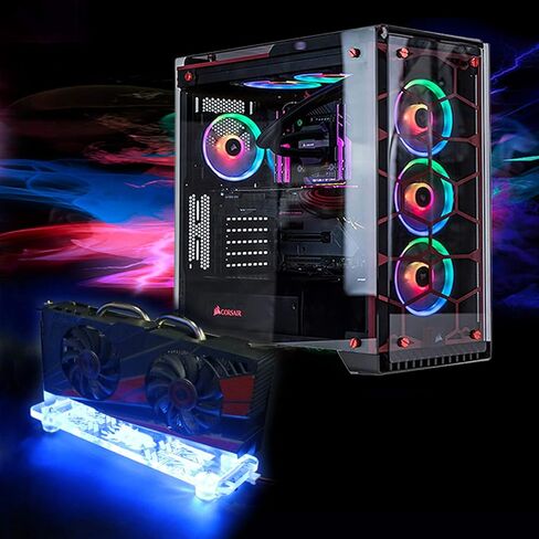 قاعدة/مسند رأسي لبطاقة الرسومات PCI-E 3.0 16X مع ضوء RGB LED وكابل تمديد PCI-E لحافظة ATX ذاتية الصنع in Kuwait