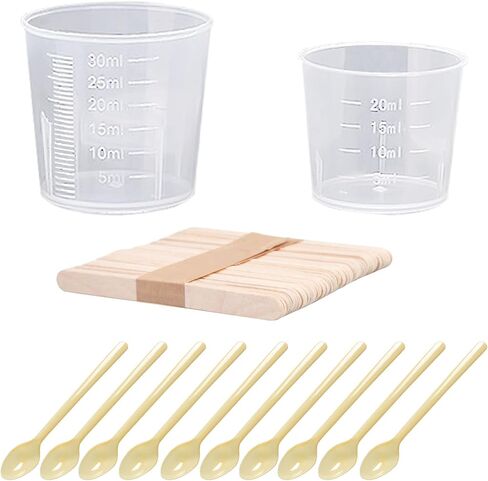 Woohome 100 PCS Transparent Scale Cups 20 ml 30 ml Plastic Graduated Cups Measuring Cups for Epoxy Resin with Stirring Stick for Mixing Resin, Stain, Epoxy and Paint in Saudi Arabia