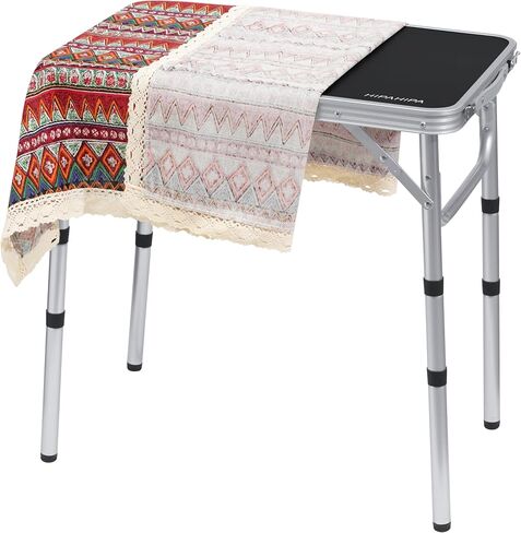 Camping Table with table cloth Portable Small Folding alumiumum Table Adjustable Height with 2 Hooks Easy Holders Sturdy Outdoor Picnic Beach BBQ Cooking in Saudi Arabia