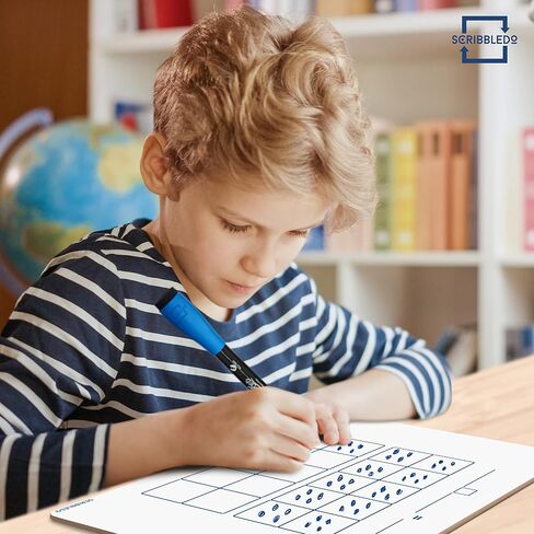 SCRIBBLEDO Dry Erase Ten Frame Area Model Board 9" x 12" Double Sided Whiteboard Math manipulatives for Kids - Area Model and 2 Ten Frames Math Practice for Addition Subtraction and Multiplication in Saudi Arabia