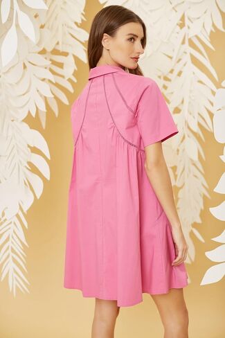 Donna Morgan Collared Shirt Ladder Embroidery Trim Detail | Casual Dresses for Women in Saudi Arabia