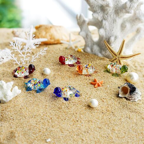 H&D HYALINE & DORA Set of 6 Blown Glass Conch Figurine Miniature Sea Animals Collectible Figurine Tiny Crystal Conch Statues for Tables, Desks Home Decor in Kuwait