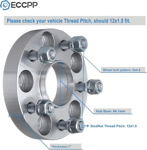 ECCPP 4x 5 lug Hubcentric Wheel Spacers 1 inch 5x114.3 to 5x114.3mm 5x4.5 to 5x4.5 64.1mm compatible with for RL for CL for RSX for TSX for TL for Element with 12x1.5 Studs in Saudi Arabia