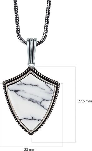 Mens Gemstone Shield Necklace, Arrowhead Gemstone Pendant, Sterling Silver Shield Necklace, Shield Pendant for Men, Birthday Gift Jewelry (White Turquoise) in Saudi Arabia
