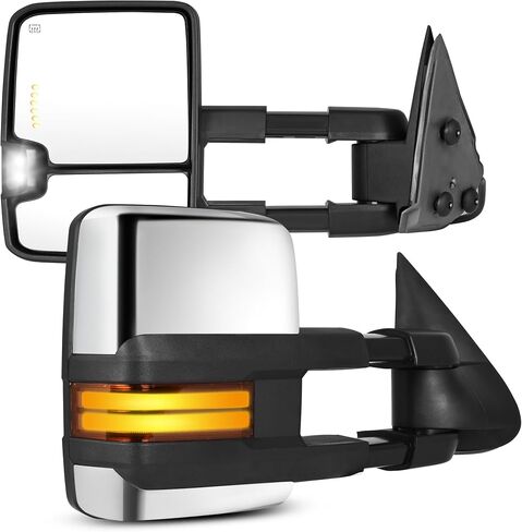 YITAMOTOR Towing Mirrors Compatible with 2003-2006 Chevy Silverado GMC Sierra 1500 2500 3500, 03-06 Tahoe Suburban Yukon Power Heated LED Dynamic Sequence Turn Signal Lights Tow Mirror Pair Set Black in Saudi Arabia