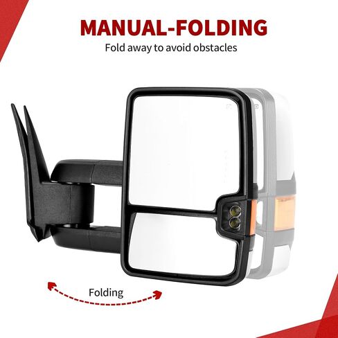 YITAMOTOR Towing Mirrors Compatible with 2003-2006 Chevy Silverado GMC Sierra 1500 2500 3500, 03-06 Tahoe Suburban Yukon Power Heated LED Dynamic Sequence Turn Signal Lights Tow Mirror Pair Set Black in Saudi Arabia