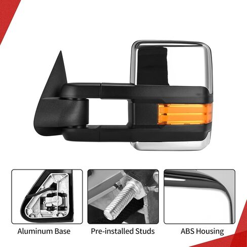 YITAMOTOR Towing Mirrors Compatible with 2003-2006 Chevy Silverado GMC Sierra 1500 2500 3500, 03-06 Tahoe Suburban Yukon Power Heated LED Dynamic Sequence Turn Signal Lights Tow Mirror Pair Set Black in Saudi Arabia