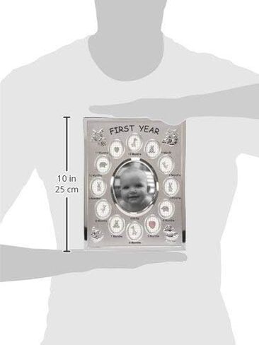Malden International Designs Baby's First Year Collage Picture Frame, 13 Option, 1-3.5x4, 12-1x1, Silver in Saudi Arabia