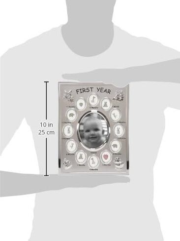 Malden International Designs Baby's First Year Collage Picture Frame, 13 Option, 1-3.5x4, 12-1x1, Silver in Saudi Arabia
