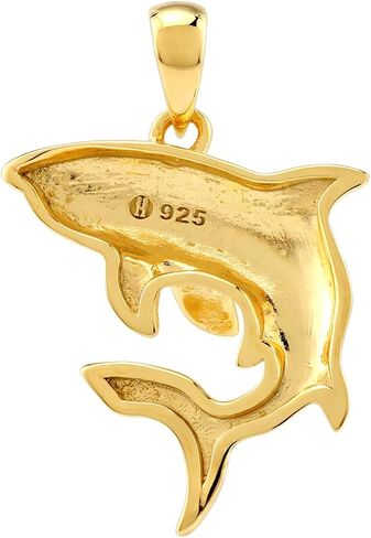 Silvershake White Gold Plated or Yellow Gold Plated 925 Sterling Silver Shark Sealife Casual Pendant Jewelry for Women or Teens in Saudi Arabia