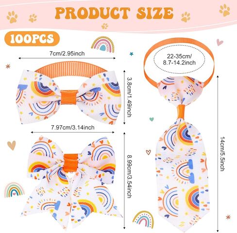 Reginary 100 Pieces Dog Bows Set Include Dog Bows Bow Ties for Dogs Bows, 50 Dog Bow Ties and 50 Dog Neckties for Small Medium Dogs Supply (Rainbow) in Saudi Arabia