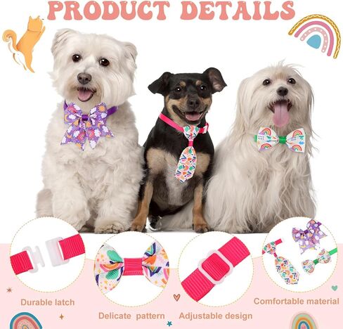 Reginary 100 Pieces Dog Bows Set Include Dog Bows Bow Ties for Dogs Bows, 50 Dog Bow Ties and 50 Dog Neckties for Small Medium Dogs Supply (Rainbow) in Saudi Arabia