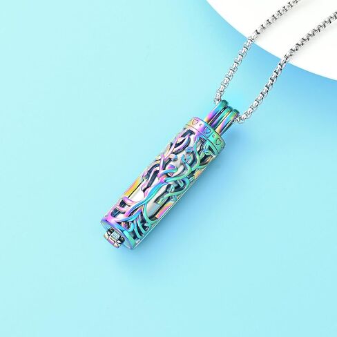 Cylinder Urn Necklace for Ashes Angel Tree of Life Cremation Jewelry Hollow Cylinder Vial Pendant Necklace Memorail Ashes Lockets for Loved Ones in Saudi Arabia