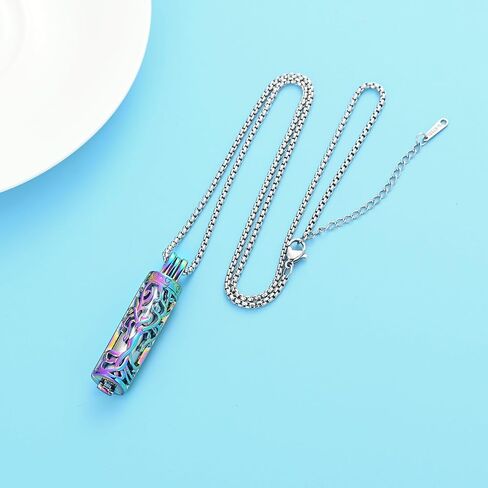 Cylinder Urn Necklace for Ashes Angel Tree of Life Cremation Jewelry Hollow Cylinder Vial Pendant Necklace Memorail Ashes Lockets for Loved Ones in Saudi Arabia