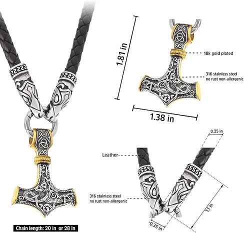 BAVIPOWER الفايكنج ثورس المطرقة Mjolnir Fenrir الذئب رئيس الفأس قلادة تعويذة تميمة حماية قوية قلادة من الفولاذ المقاوم للصدأ للرجال والنساء in Saudi Arabia