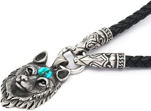 BAVIPOWER الفايكنج ثورس المطرقة Mjolnir Fenrir الذئب رئيس الفأس قلادة تعويذة تميمة حماية قوية قلادة من الفولاذ المقاوم للصدأ للرجال والنساء in Saudi Arabia
