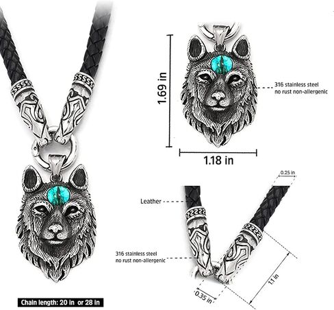 BAVIPOWER الفايكنج ثورس المطرقة Mjolnir Fenrir الذئب رئيس الفأس قلادة تعويذة تميمة حماية قوية قلادة من الفولاذ المقاوم للصدأ للرجال والنساء in Saudi Arabia