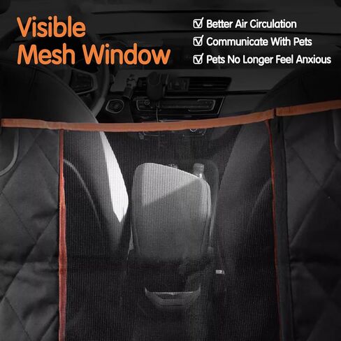 3 in 1 Split Dog Car Seat Cover for Back Seat, 100% Waterproof Dog Car Hammock with Mesh Visual Window and Storage Pocket, Back Seat Protector for Cars, Trucks, SUVs (Black, 3 in 1) in Saudi Arabia