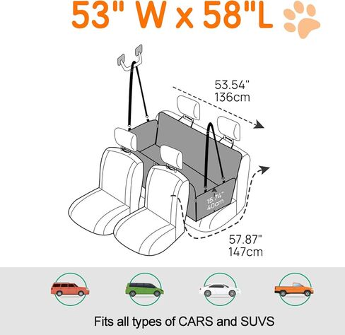 3 in 1 Split Dog Car Seat Cover for Back Seat, 100% Waterproof Dog Car Hammock with Mesh Visual Window and Storage Pocket, Back Seat Protector for Cars, Trucks, SUVs (Black, 3 in 1) in Saudi Arabia