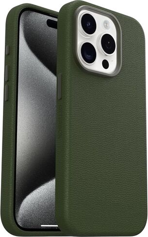 OtterBox iPhone 15 Pro Symmetry Cactus Leather for MagSafe - NOIR ASH (أسود)، مستدام، يتم تثبيته على MagSafe، أنيق للغاية، حواف مرتفعة تحمي الكاميرا والشاشة in Saudi Arabia
