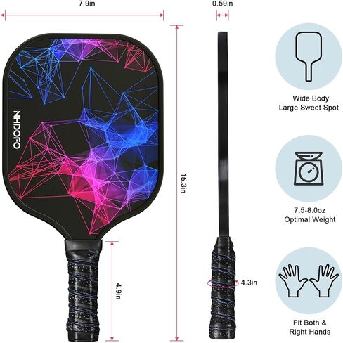 2024 New Pickleball Paddles，Fiberglass Surface Pickleball Set ，Lightweight Pickleball Rackets Set，Pickle Ball Paddle Set for Men Women，4 Outdoor pickleballs, 1 Storage Bag, 2 Grip Straps in Saudi Arabia