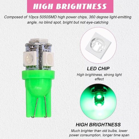 10 قطع لمبة إضاءة LED للسيارة، T10 5050 لمبة إضاءة LED للداخلية التلقائية، استبدال لمبة LED عالية السطوع للوحة القيادة وقبة خريطة لوحة ترخيص الباب (وردي أرجواني) in Saudi Arabia