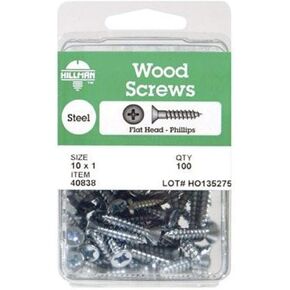 Hillman GroupThe 40838 Flat Head Phillips Wood Screw 10 X 1 100-Pack, No Size, No Color, 100 Count