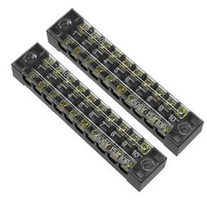 uxcell 2 Pcs 10 Positions Dual Rows 600V 15A Wire Barrier Block Terminal Strip TB-1510L