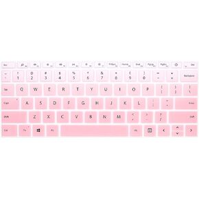 HRH Keyboard Cover for Microsoft Surface 12.4" Laptop Go 2 14" 2022 & Surface Laptop Go 2021 2020 with Touchscreen Keyboard Protective Skin (Light Pink)