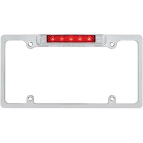 United Pacific Chrome License Plate Frame with 3rd Brake Light - Red LED/Red Lens (50148)