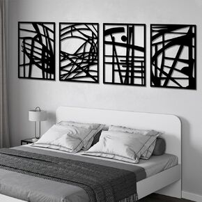Vofstand Black Metal Abstract Wall Art - Bedroom Wall Decor Minimalist Wall Decor for Living Room Bedroom Decor 3D Textured Sculptures for Home Wall Art Hanging Wall Decor