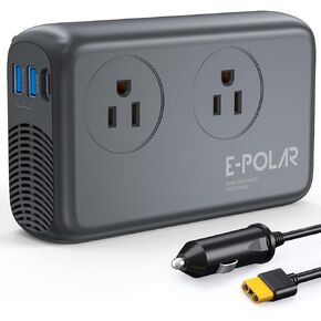 300W Car Power Inverter Pure Sine Wave with 60W PD USB-C, Power Inverters for Vehicles DC 12V to 110V AC, Car Inverter Power Outlet with XT60 Cable (Grey)