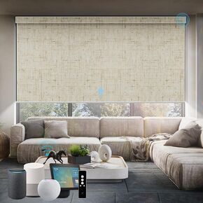 SmartWings Motorized Shades Window Blinds Remote Control Work with Thread Apple Homekit Z-Wave Alexa 100% Blackout Dual-Sided Automatic Smart Roller Shade Customized 16"-110" W (Bouvardia Cream)