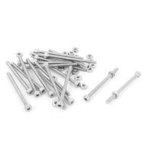 Sourcingmap M2x30mm Hex Socket Head Knurled Cap Screws Bolts Nuts Set 20Pcs