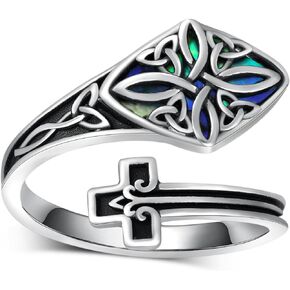 Witches Knot Ring Sterling Silver Abalone Witch Knot Spoon Ring Wiccan Jewelry Gifts for Women