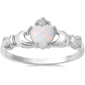 Claddagh Rings for Women Silver Irish Claddagh Ring Opal claddagh rings Promise Claddagh Ring for Women